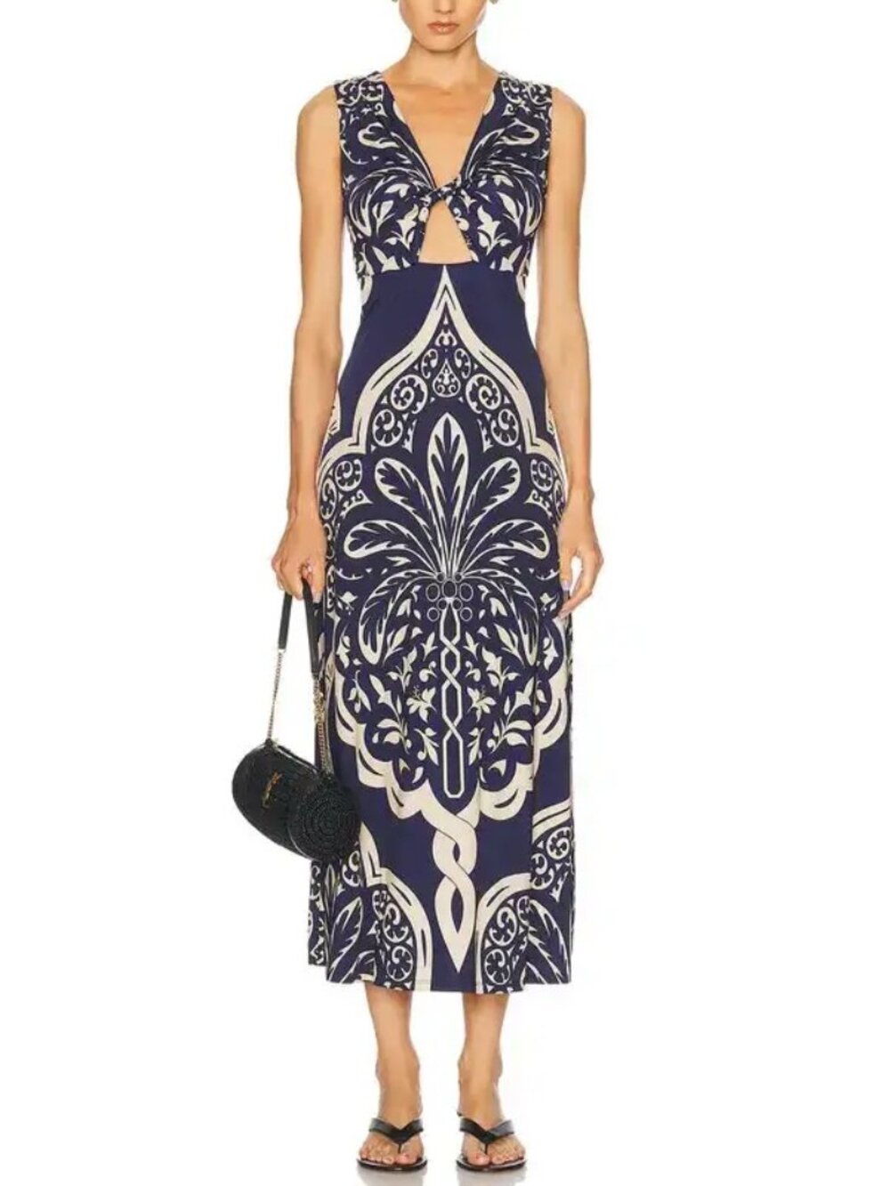Johanna Ortiz Palma Sevillana Navy Ecru Voyage Ankle Dress